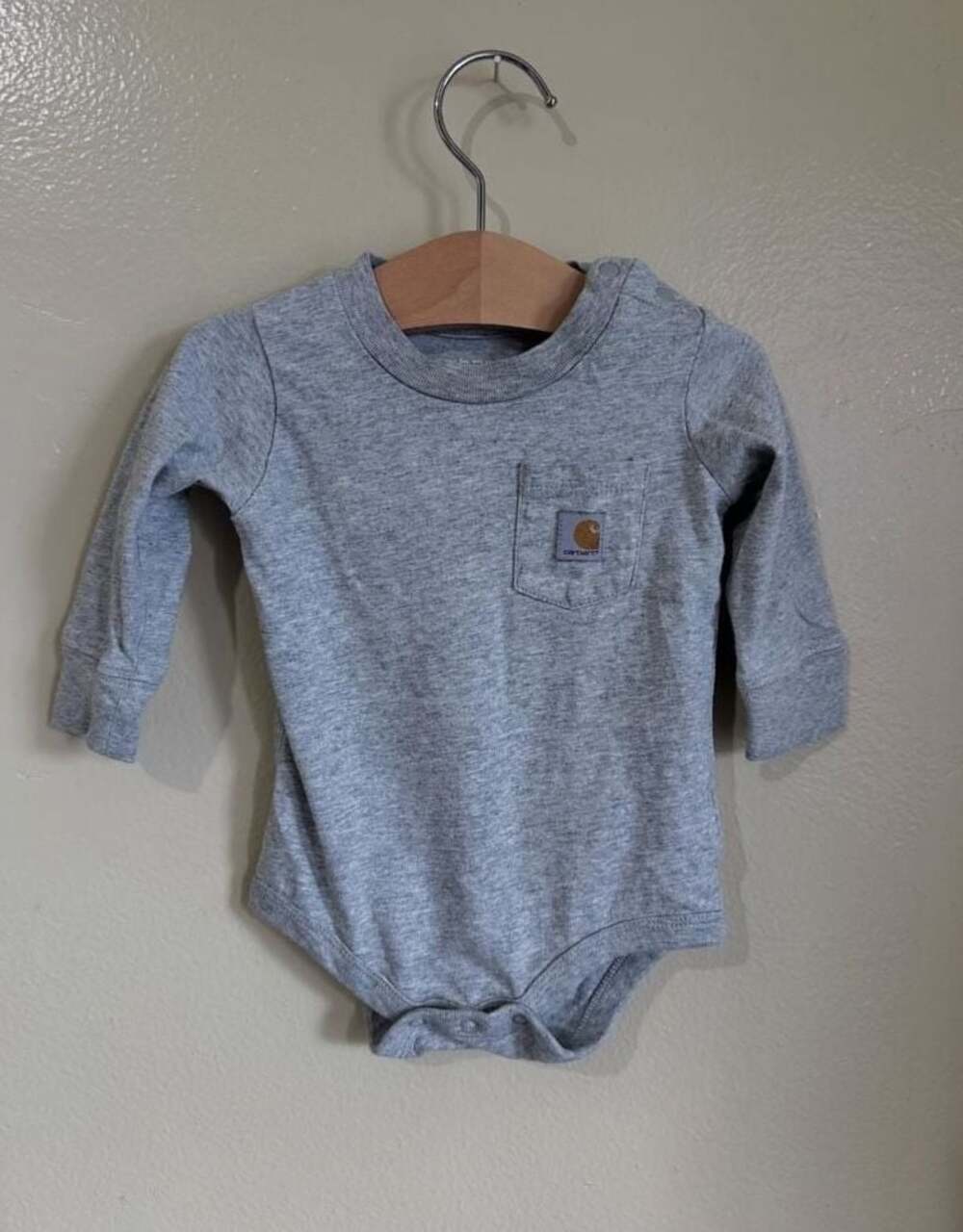 Carhartt Baby Long-Sleeve Pocket Bodysuit, Size 0-3M